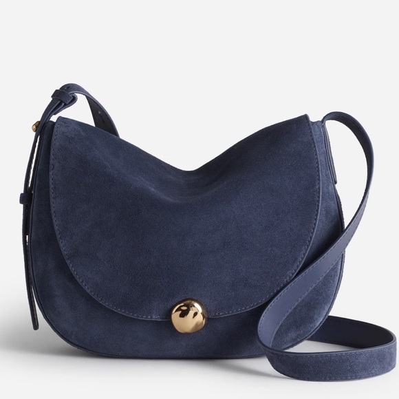 NWOT - Madewell Dakota Large Suede saddle bag - midnight blue - Picture 1 of 9